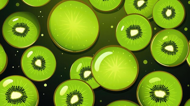 Kiwifruit Flat vector cartoon 2D lighting glow colorful generated by artificial intelligence