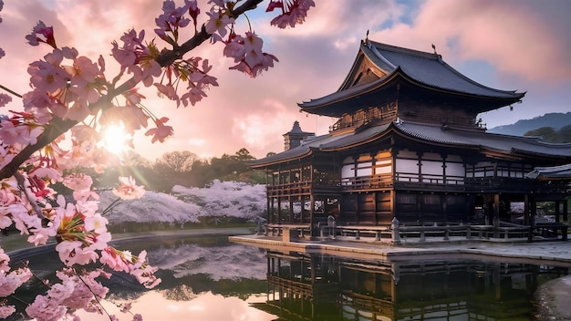 Kiyomizu dera tempel en sakura in Japan
