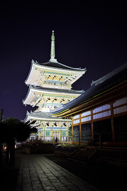 Kiyomizu-dera Temple at night, Kyoto, Japan