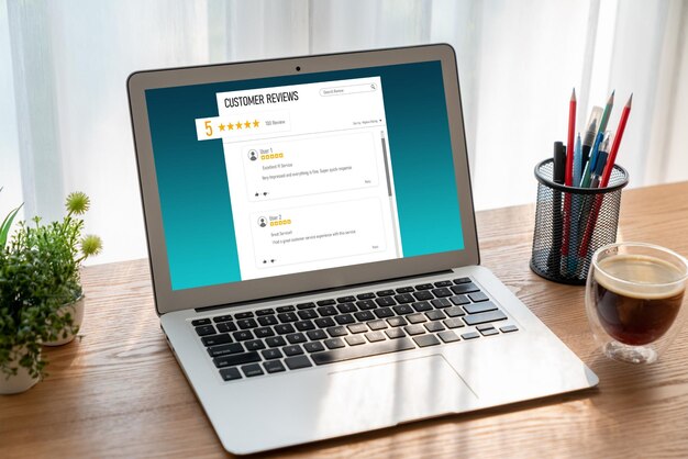 Foto klantenervaring en beoordelingsanalyse door modish-computersoftware