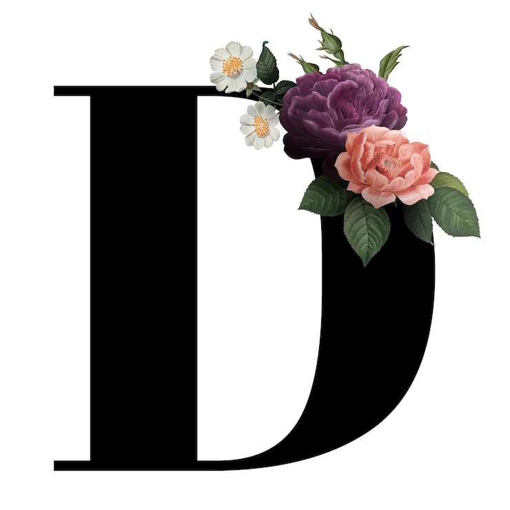 Foto klassiek en elegant bloemen alfabet lettertype letter d transparant png