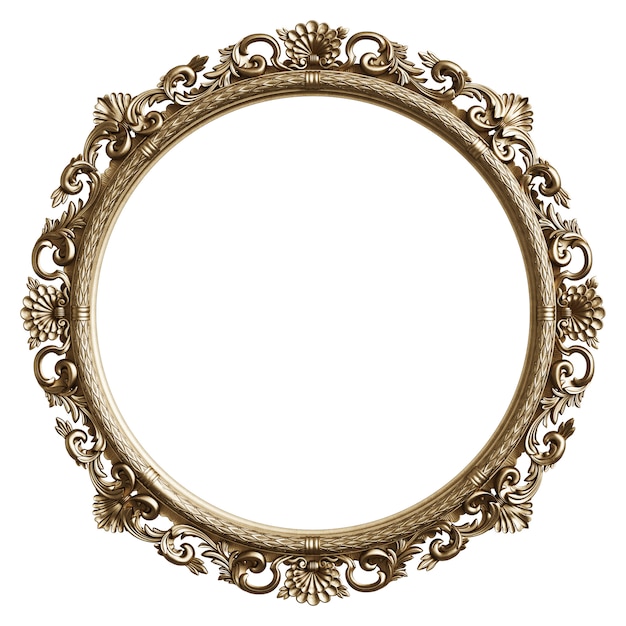 Klassiek gouden frame met ornamentdecor dat op witte achtergrond wordt geïsoleerd