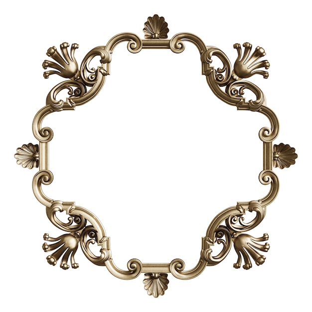 Klassiek gouden frame met ornamentdecor dat op witte achtergrond wordt geïsoleerd