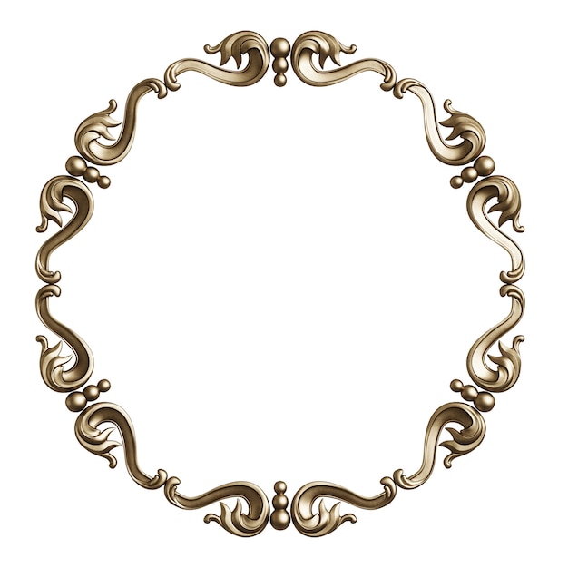 Klassiek gouden frame met ornamentdecor dat op witte achtergrond wordt geïsoleerd