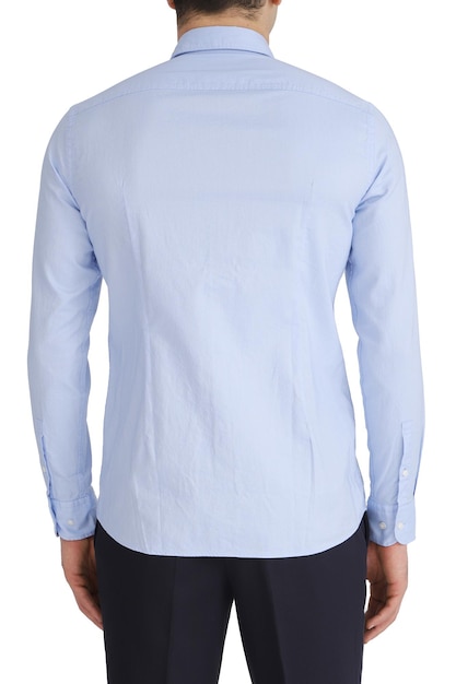 Klassiek overhemd van zwarte zijde met lange mouwen en borstzakken in halve omslag voor- en achterkant