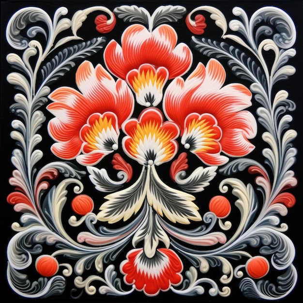 klassiek retro vintage patroon naadloos ontwerp bloemen slavisch traditionele tegels vector zwart decor