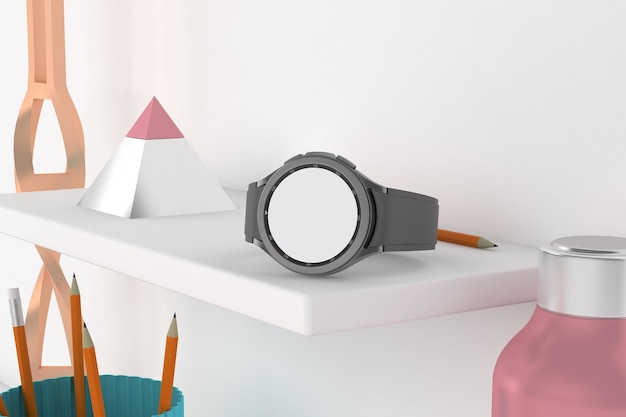 Klassiek slim horloge rechts op het bureaublad