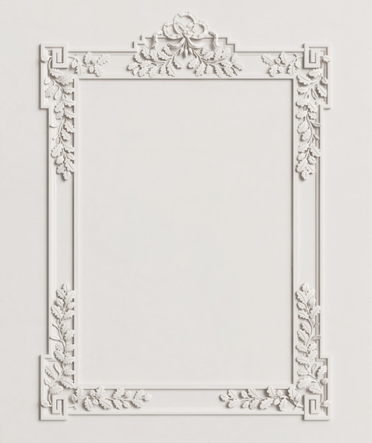 Klassiek spiegellijst op de witte muur. 3D-rendering