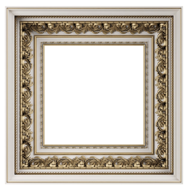 Foto klassiek wit frame met gouden ornament decor geïsoleerd op wit