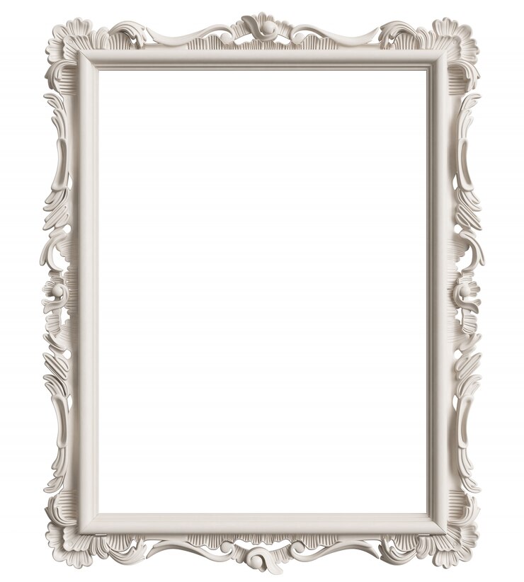 Foto klassiek wit frame met ornamentdecor dat op wit wordt geïsoleerd