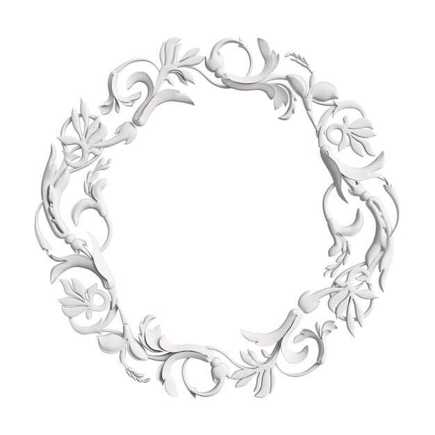 Klassiek wit frame met ornamentdecor dat op wit wordt geïsoleerd