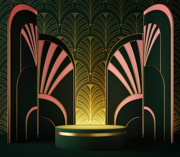 Klassieke art deco-productdisplay of elegantiepodium