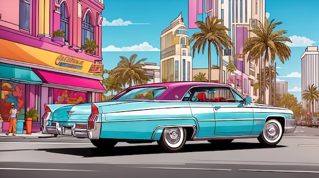 klassieke auto in de stad miami