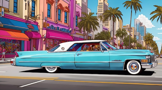 klassieke auto in de stad miami