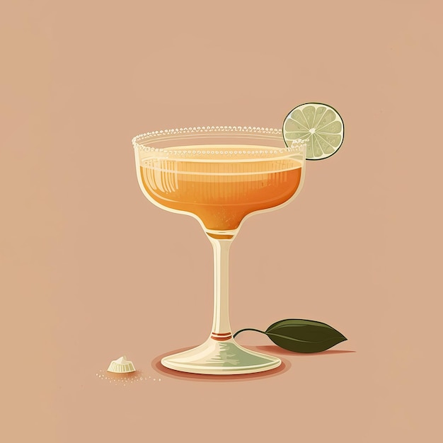 Klassieke cocktail drank plat illustratie stijl generatieve ai