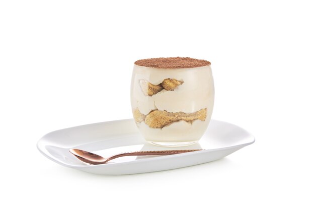 Klassieke desserttiramisu in een glas