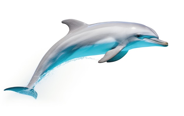 Foto klassieke dolfijnen zwemmen op een witte achtergrond