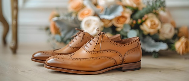 Klassieke Elegant Groom39s schoenen met ruimte voor tekst Concept Groom34s mode Elegant Style Klassieke schoenen bruiloftsaccessoires Text Space