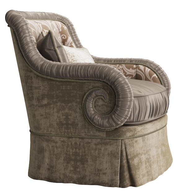 Klassieke fauteuil geïsoleerd op een witte achtergrond Digitale illustratie3D-rendering