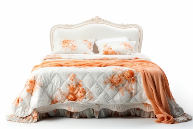 Klassieke Franse provinciale bedspread met delicate borduurwerk geïsoleerd op transparante achtergrond