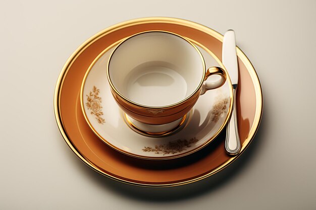 Klassieke gouden dinner set.