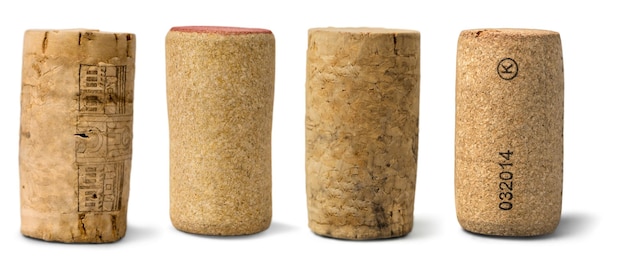 Klassieke houten wijnkurken op een rij