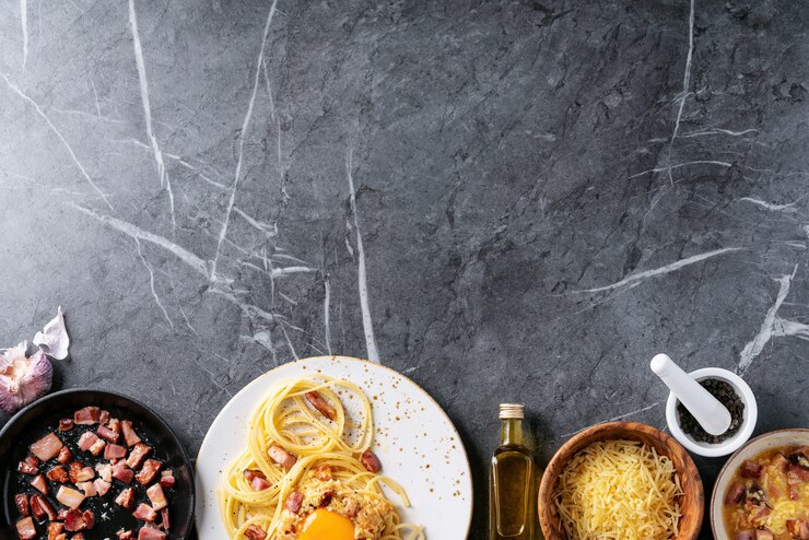 Klassieke Italiaanse alla-carbonara van Spaghettideegwaren