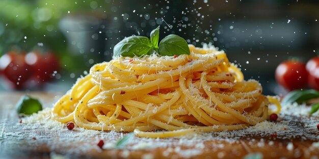 Klassieke pasta op de achtergrond van de keuken dieet en voedselconcept