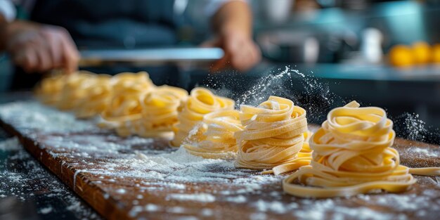 Klassieke pasta op de achtergrond van de keuken dieet en voedselconcept