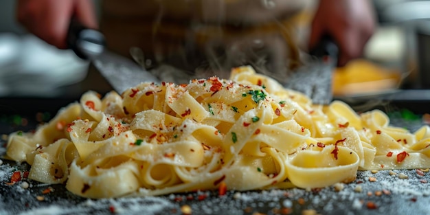 Klassieke pasta op de achtergrond van de keuken dieet en voedselconcept