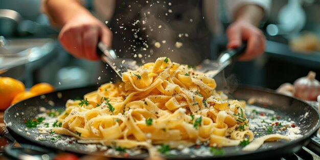 Klassieke pasta op de achtergrond van de keuken dieet en voedselconcept