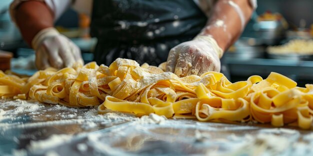 Klassieke pasta op de achtergrond van de keuken dieet en voedselconcept