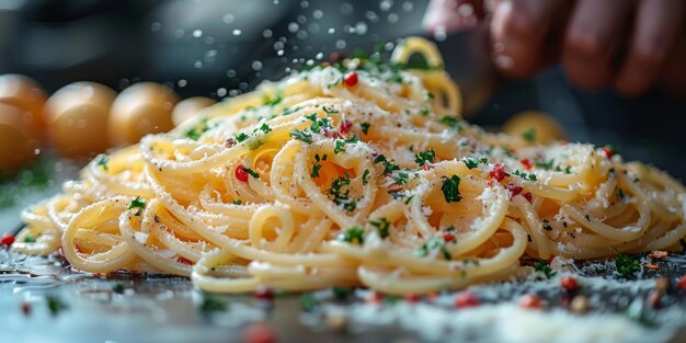 Klassieke pasta op de achtergrond van de keuken dieet en voedselconcept