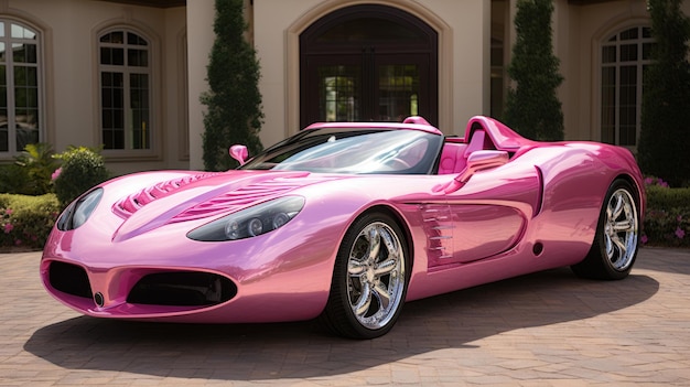 Klassieke roze auto in roze stijl