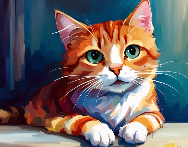 Klassieke schilderij van een schattige kat