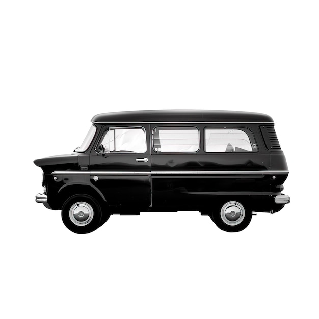 Klassieke zwart-witte geïsoleerde foto van een busje