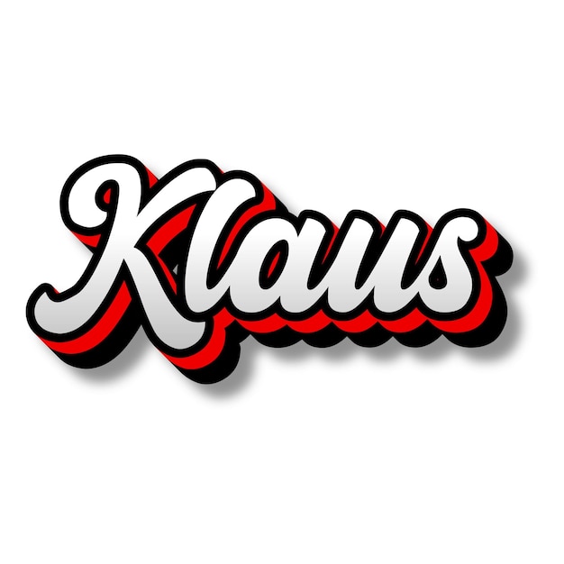 Photo klaus text 3d silver red black white background photo jpg