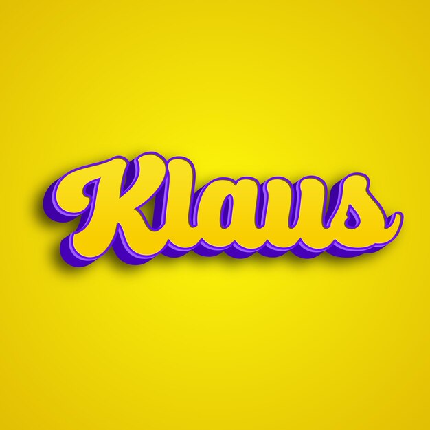 Photo klaus typography 3d design yellow pink white background photo jpg