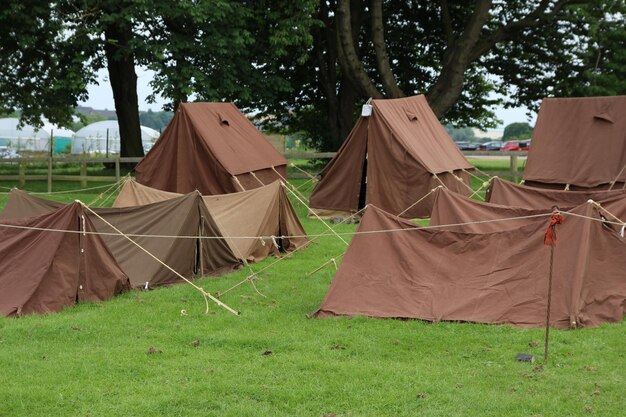 Kleding drogen op waslijn op het veld