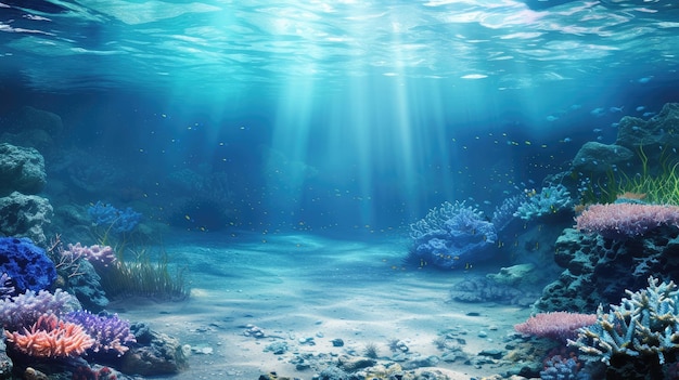 Klei koraalriffen sieren de zeebodem en creëren een boeiend onderwater 3D-achtergrondontwerp
