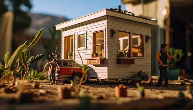 klein huis op de achterkant van een el camino-fotoshoot