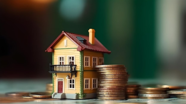klein huismodel en munten besparen