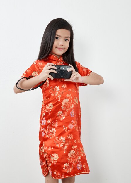 Klein meisje 8 jaar in Chinese kleding