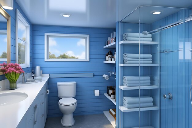 Kleine badkamer Makeover Interieurontwerp 3D Rendering