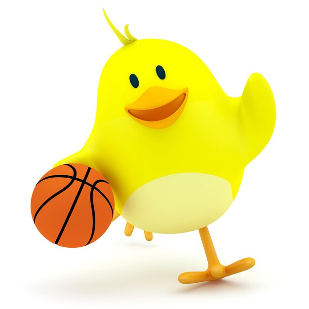 Kleine basketbalspeler chick op wit 3D render