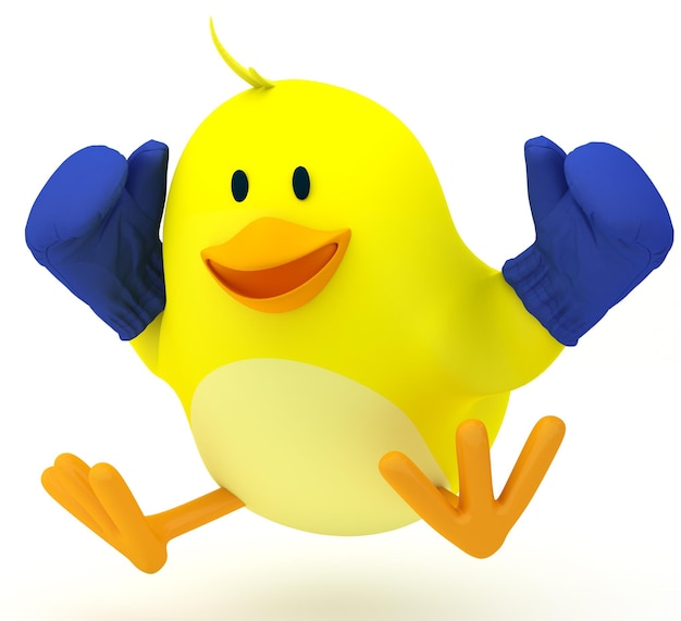 Kleine bokser chick op wit 3D render