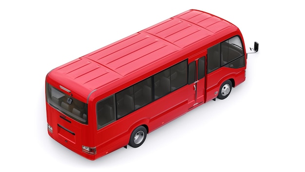 Kleine bus voor stads- en voorsteden voor reizen Auto met leeg lichaam voor ontwerp en reclame 3d illustratie