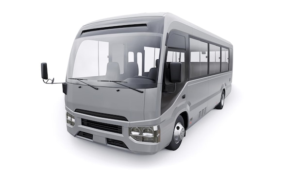 Kleine bus voor stads- en voorsteden voor reizen Auto met leeg lichaam voor ontwerp en reclame 3d illustratie