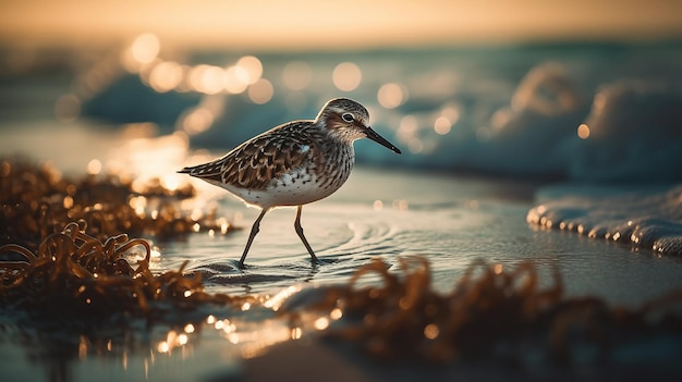 Kleine groene kustvogel in de wateren AI gegenereerde afbeelding