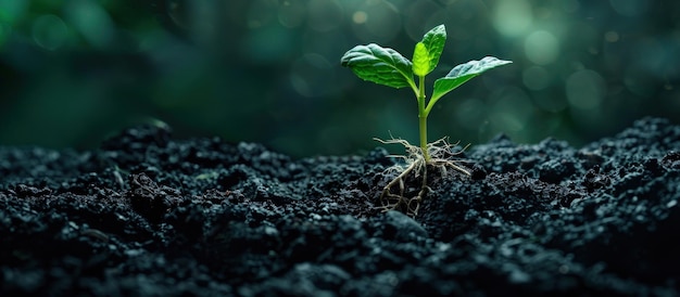 Kleine groene plant die uit de grond spruit